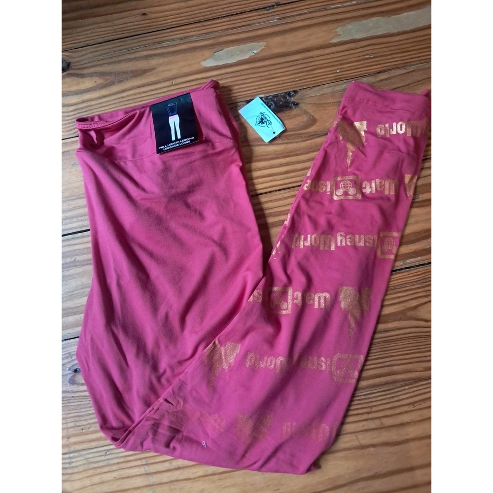 Disney Leggings Womens M Pink Gold Ombré Walt Disney World Castle NWT 5a